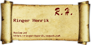 Ringer Henrik névjegykártya